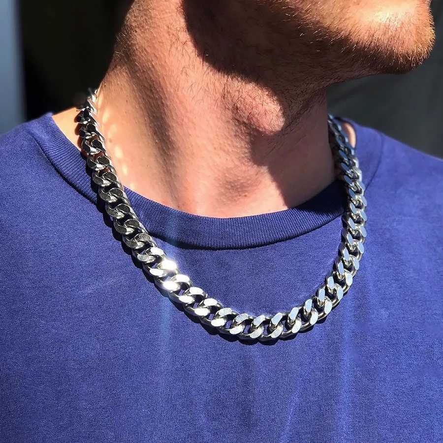 8MM-14MM Thick Chain Cuban Necklace for Men Jewelry Accessories Punk Neck Male Chains XJ250708