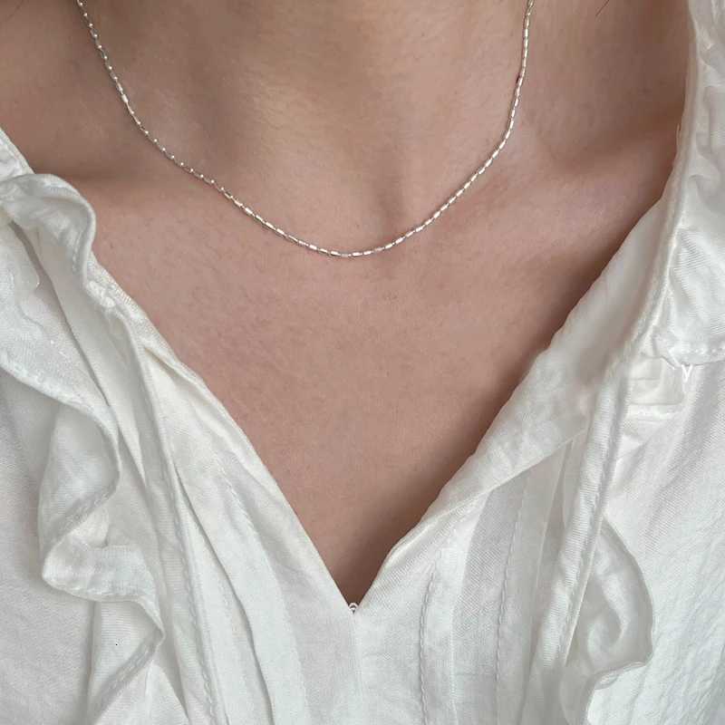 925 Sterling Silver Necklace With Simple Geometric Beads Choker Shiny And Delicate Collarbone Chain For Women Fashion Jewelry XJ250708