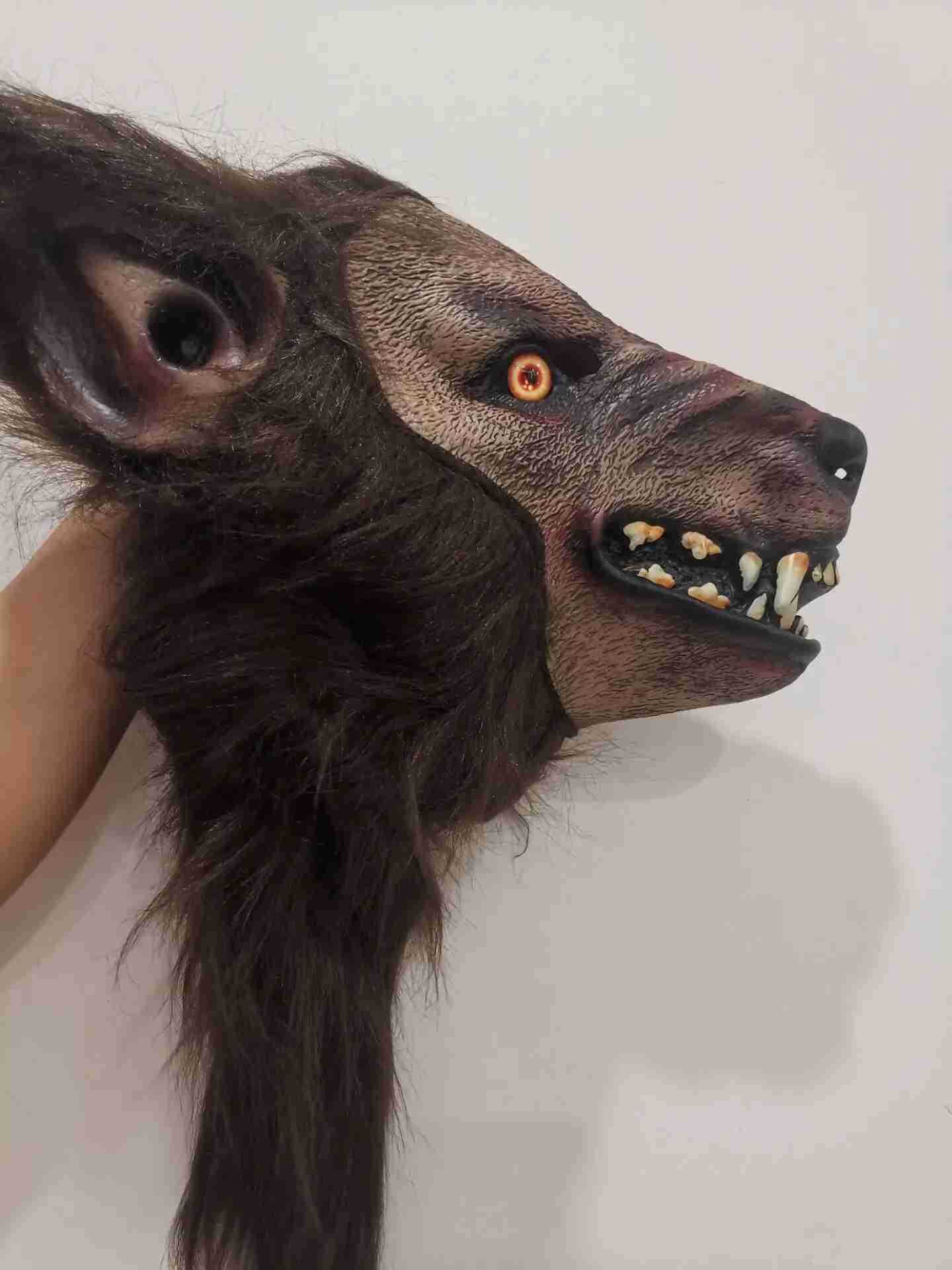 Halloween Werewolf Headgear Party Scary Decor Headgear Latex Wolf Head Mask T250728