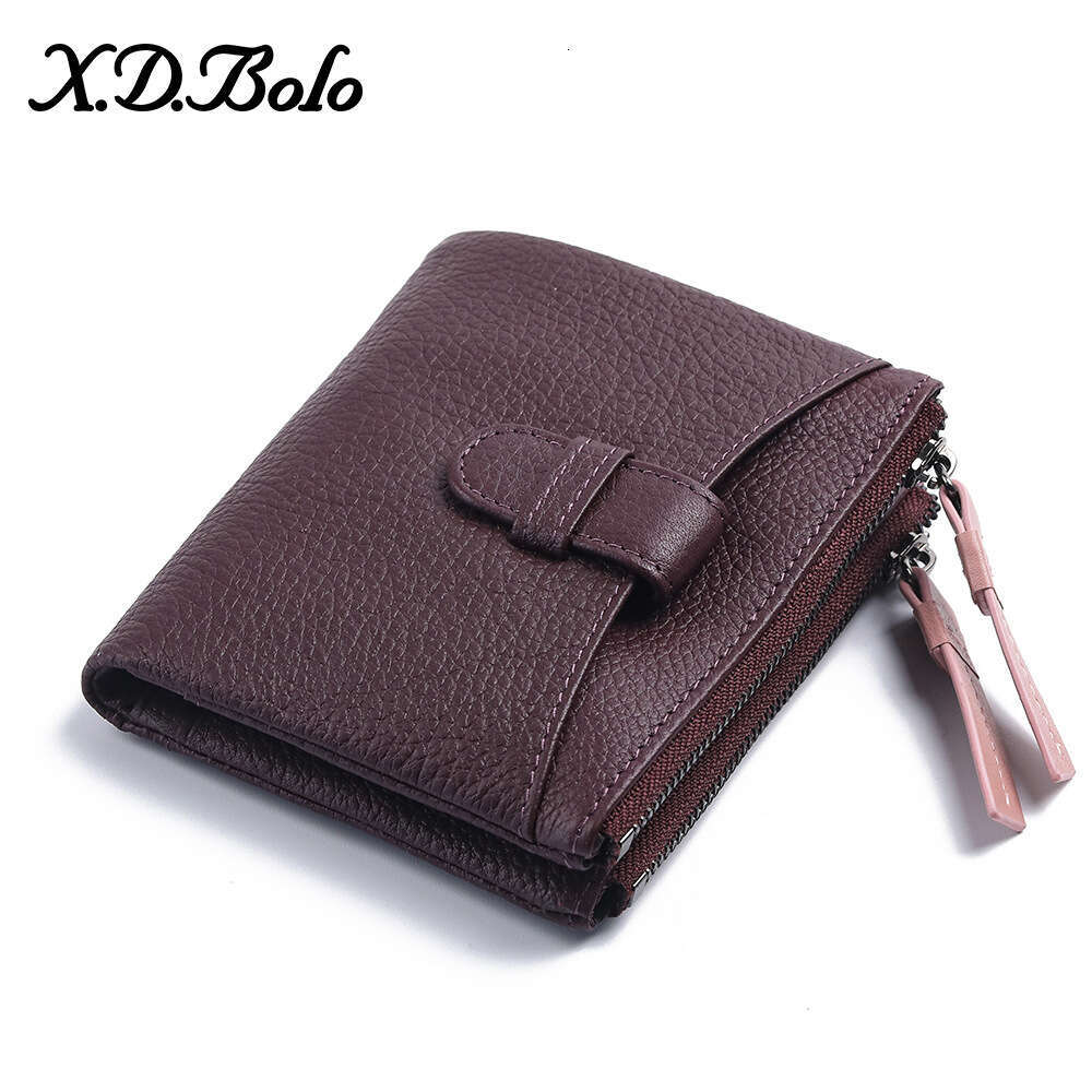 Short for Women Fashion New Top Layer Cowhide Card Holder Zipper Ladies Wallet designer wallet B5 B5