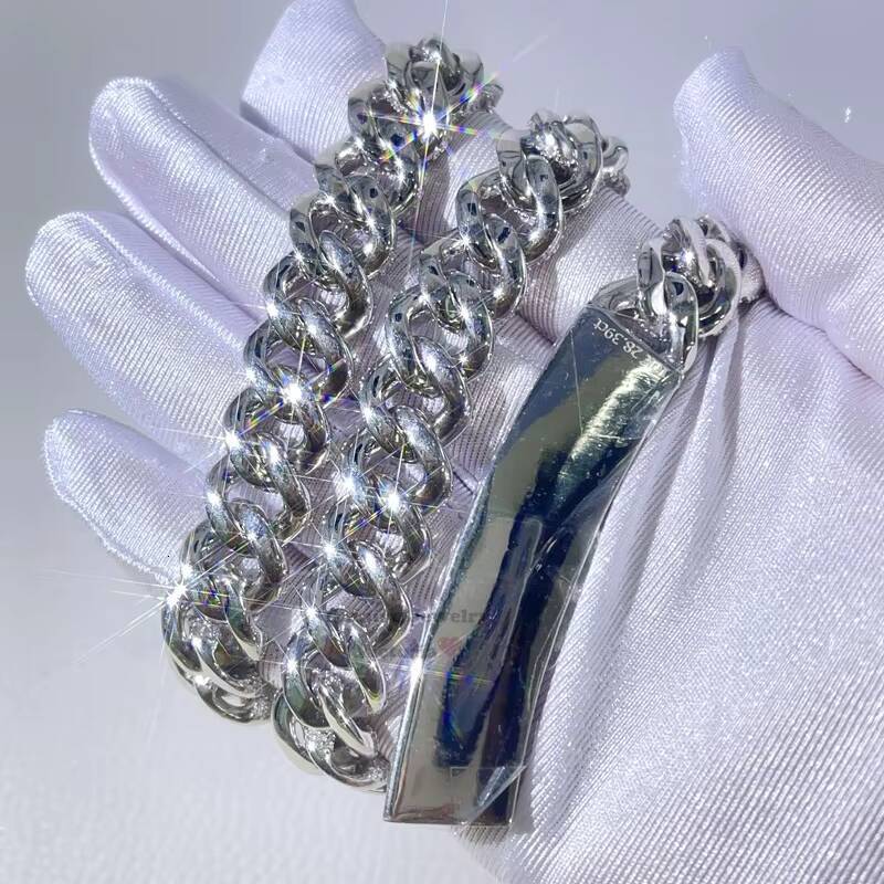 Curved Long Clasp Custom Made Gra Iced Out Hip Hop Men Fashion Vvs Moissanite Cuban Chain