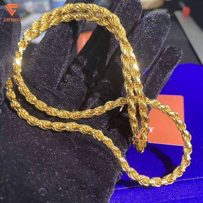 Custom Hip Hop Jewelry Rope Sterling Sier Cuban Link Chain Moissanite Dia Necklace Men Women