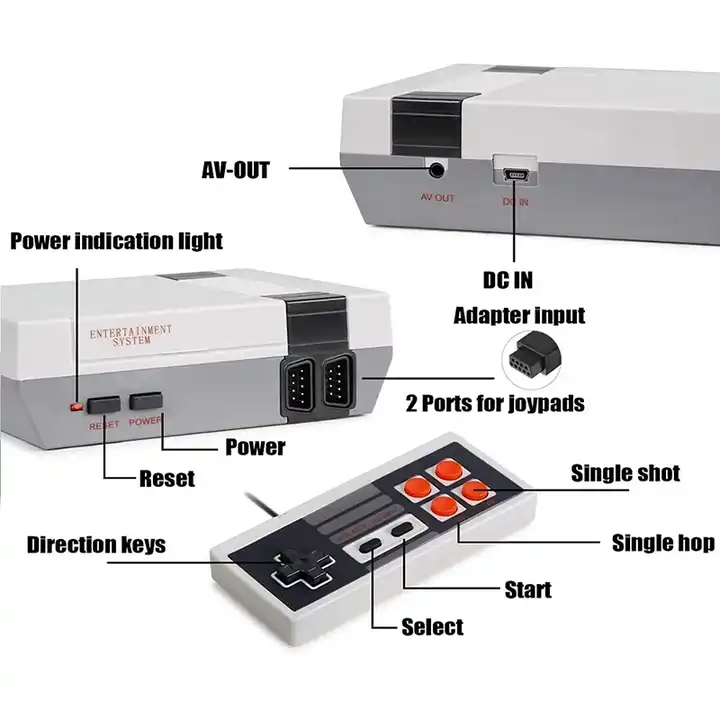 NES 620 Hot Original Handheld Home Game With Built-in Dual Connection TV and Classic FC Games Red and White Video Game Console