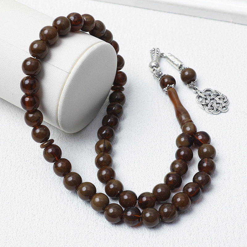 Islamic Tasbi 33 rose gold resin amber tesbih silver metal Tassel Muslim Ramadan gift Arabic prayer beads 240918