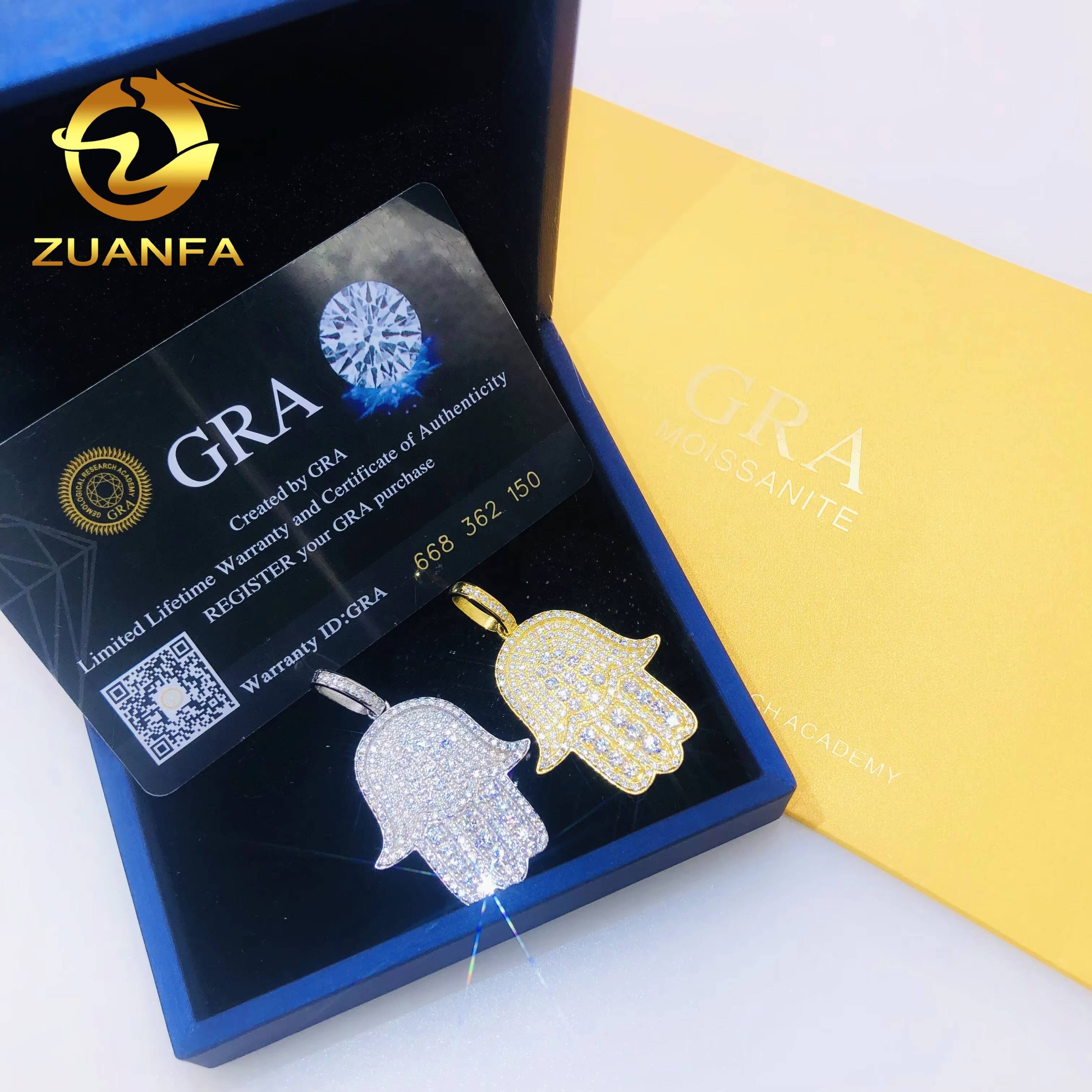 Wholesale Price Sterling Silver 925 Custom Vvs Moissanite Diamond Hip Hop Iced Out Jewelry Wing Pendant