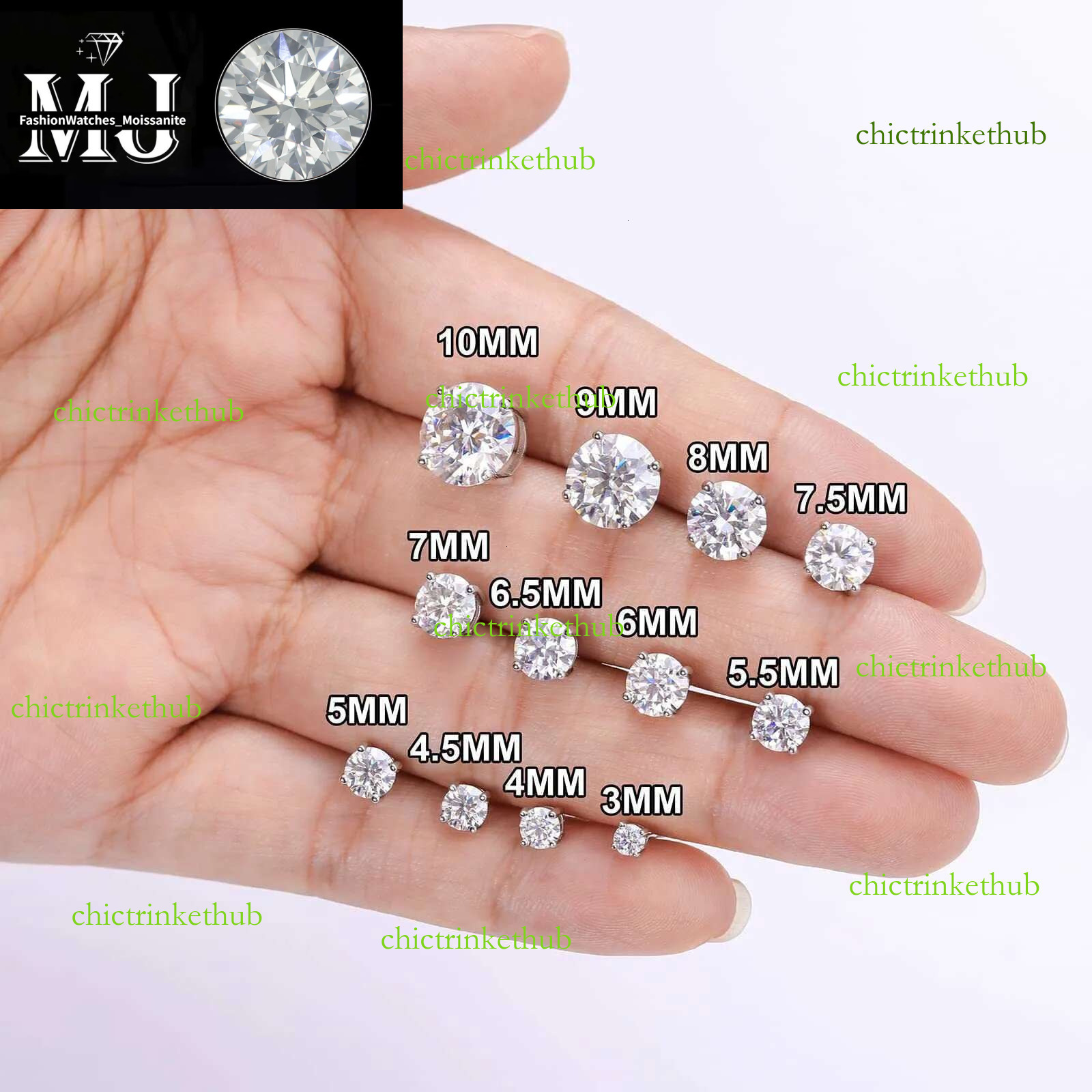 0.5CT 1CT 2CT 3CT Gold Plated Earring Jewelry Sterg Sier GRA VVS Moissanite Dia Ear Stud for Men Women