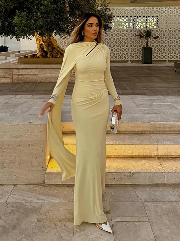 Fashion Solid Ribbon Dress Women Slim Pleated Full Sleeve Long Dresses Oneck Female Summer Autumn Casual Lady Dresses 250728