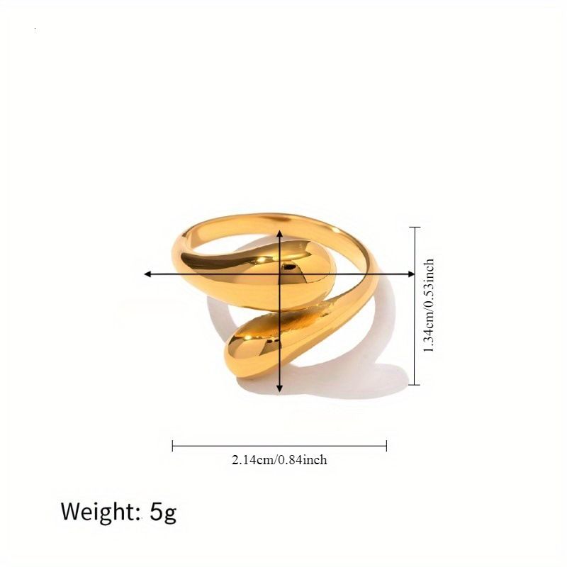 Top Source New Irregular Trendy Water Drop Smooth Stainless Steel Cross Circular Arc Ring