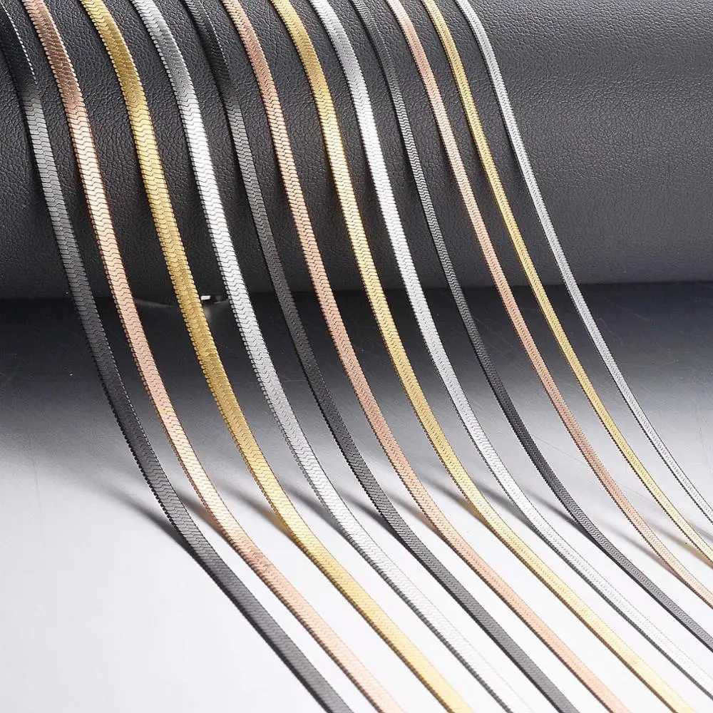 1 piece Width 2mm/2.5mm/3mm/4mm Stainless Steel Herringbone Snake Chain Flat Snake Chain Men Women Necklace Jewelry Non-allergenic XJ250708