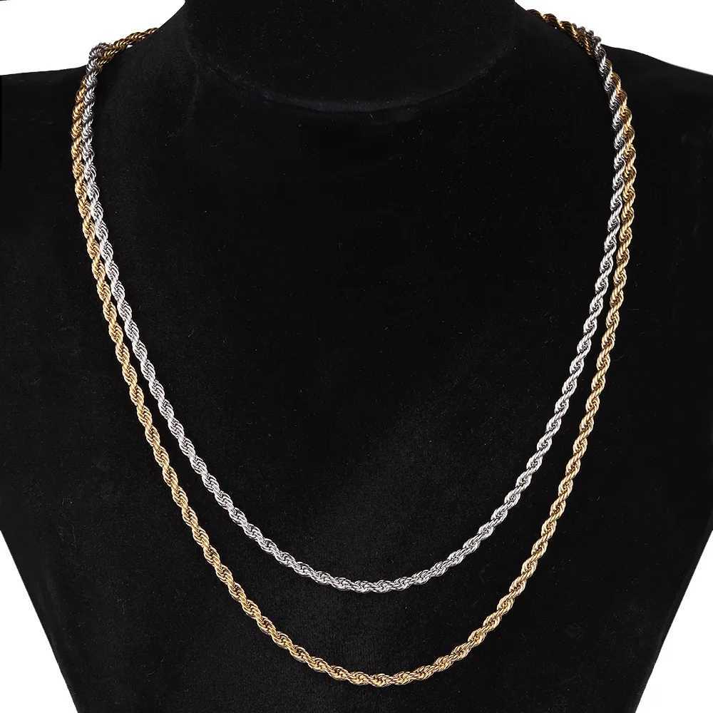 Men Stainless Steel Twist Chain Necklace Hip Hop Party Jewelry Fashion Accessories Gifts XJ250708