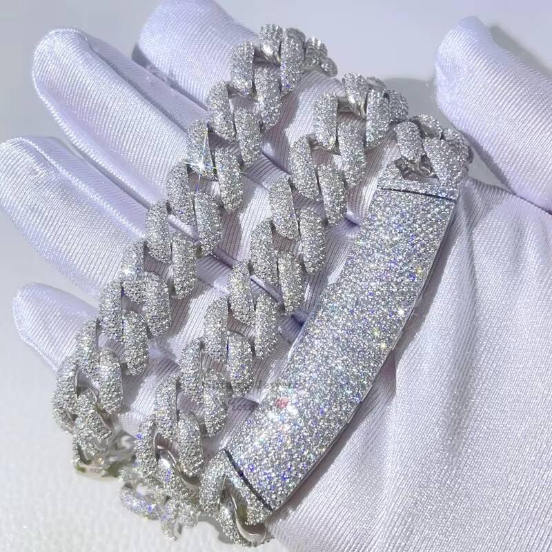 Curved Long Clasp Custom Made Gra Iced Out Hip Hop Men Fashion Vvs Moissanite Cuban Chain