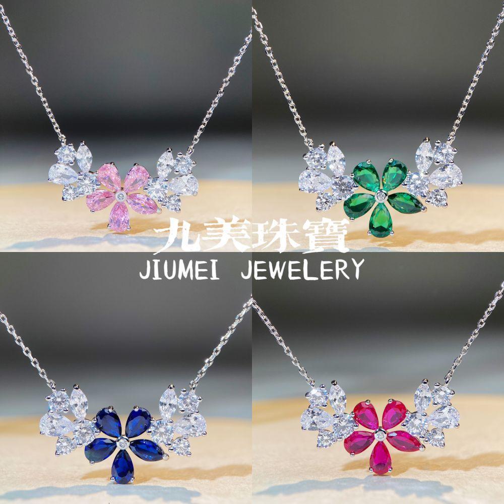 S Pure Sier Flower Necklace for Women Fashionable Versatile Simple HW Same Style Collarbone Chain Live Streaming Jewelry for Women
