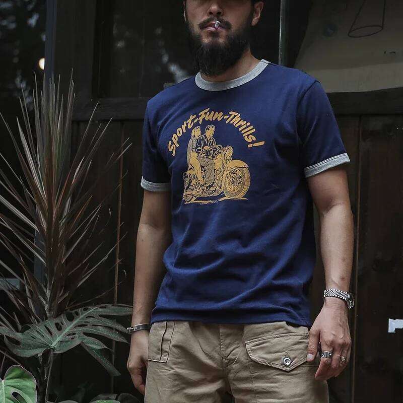 Designer Clothing 2025 Non Stock Rider Print T-Shirt Vintage Vibe Motorcycle Cotton Short Sleeve Tee Men