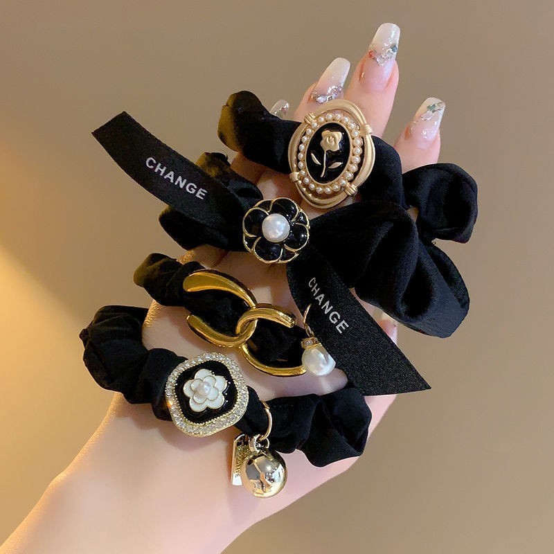 Black Hair Tie for Women Elastic Hair Band Simple High Elasticity Durable Hair Accessory 250728