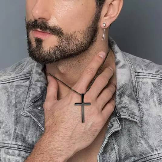 Stylish Simple Stainless Steel 18K Gold Cross Pendant Necklace Jewelry for Men and Women for Fathers Day Gifts