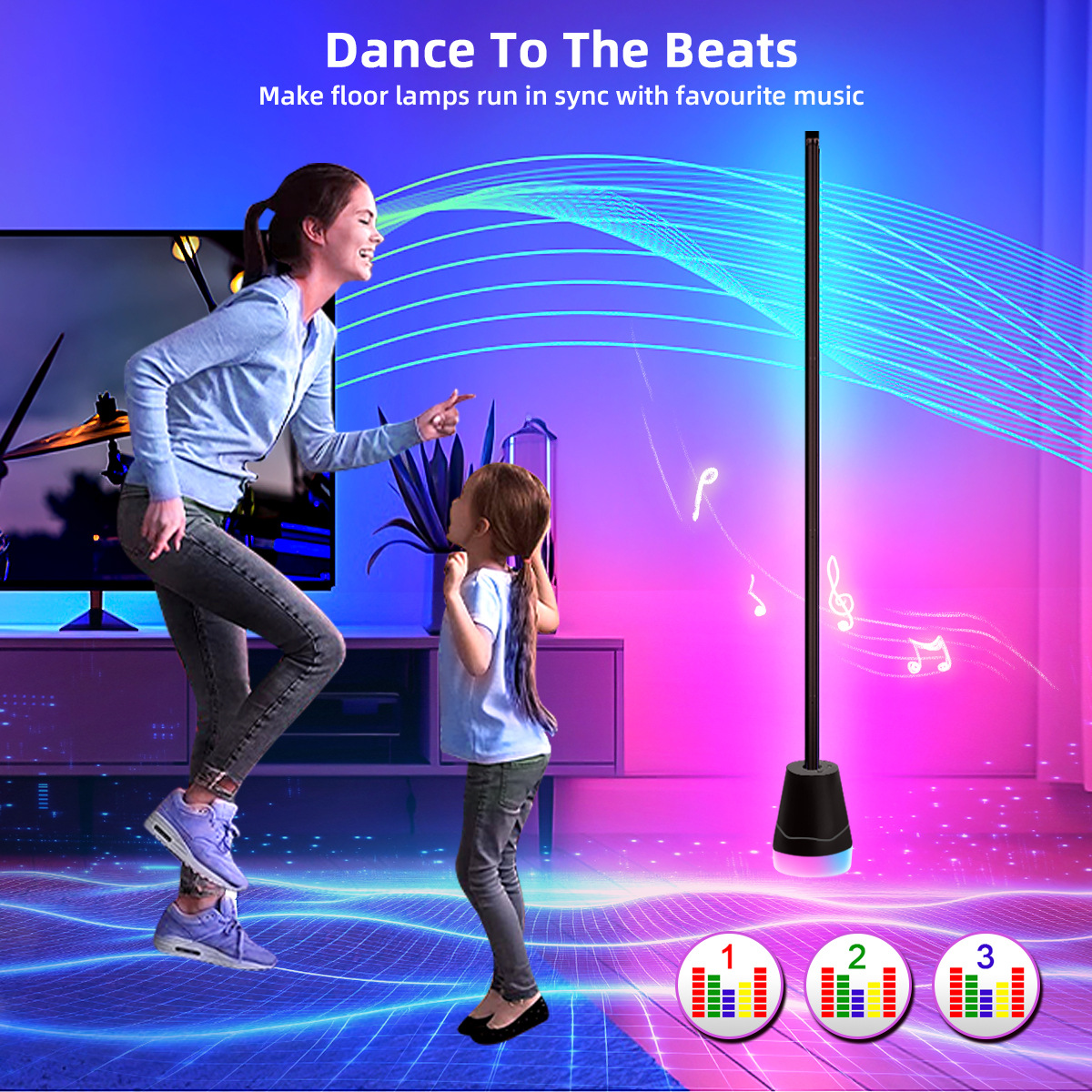 Smart Multicolor LED Standing Light Remotely Controlled by App/BT for Flexible Lighting Solutions---HCP023