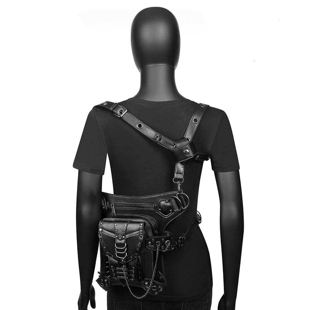 Chain for Women Steampunk Rivet Motorcycle Single Shoulder Crossbody Women's Travel Waist Bag ddmymoon