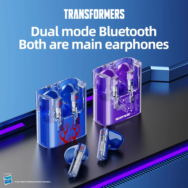 TRANSFORMERS TWS Transparent Gaming Earphones Music HD Call HiFi Sound Low Latency Headphones Fashion Bluetooth Earbuds TF-T08