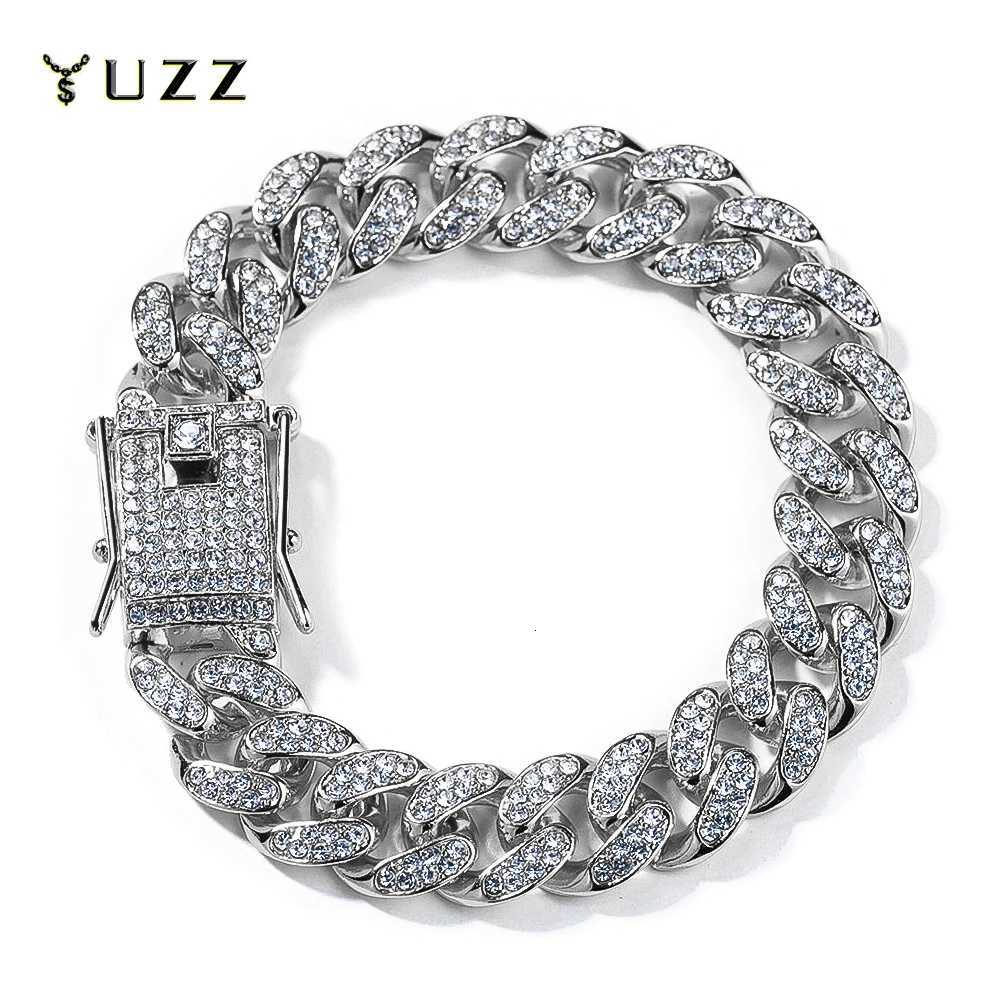 New Miami Iced Out Cuban Link Chain Bracelet For Men Women Full Rhinestones Charms Hip Hop Jewelry 13mm Crystal Chain Party Gift W250728