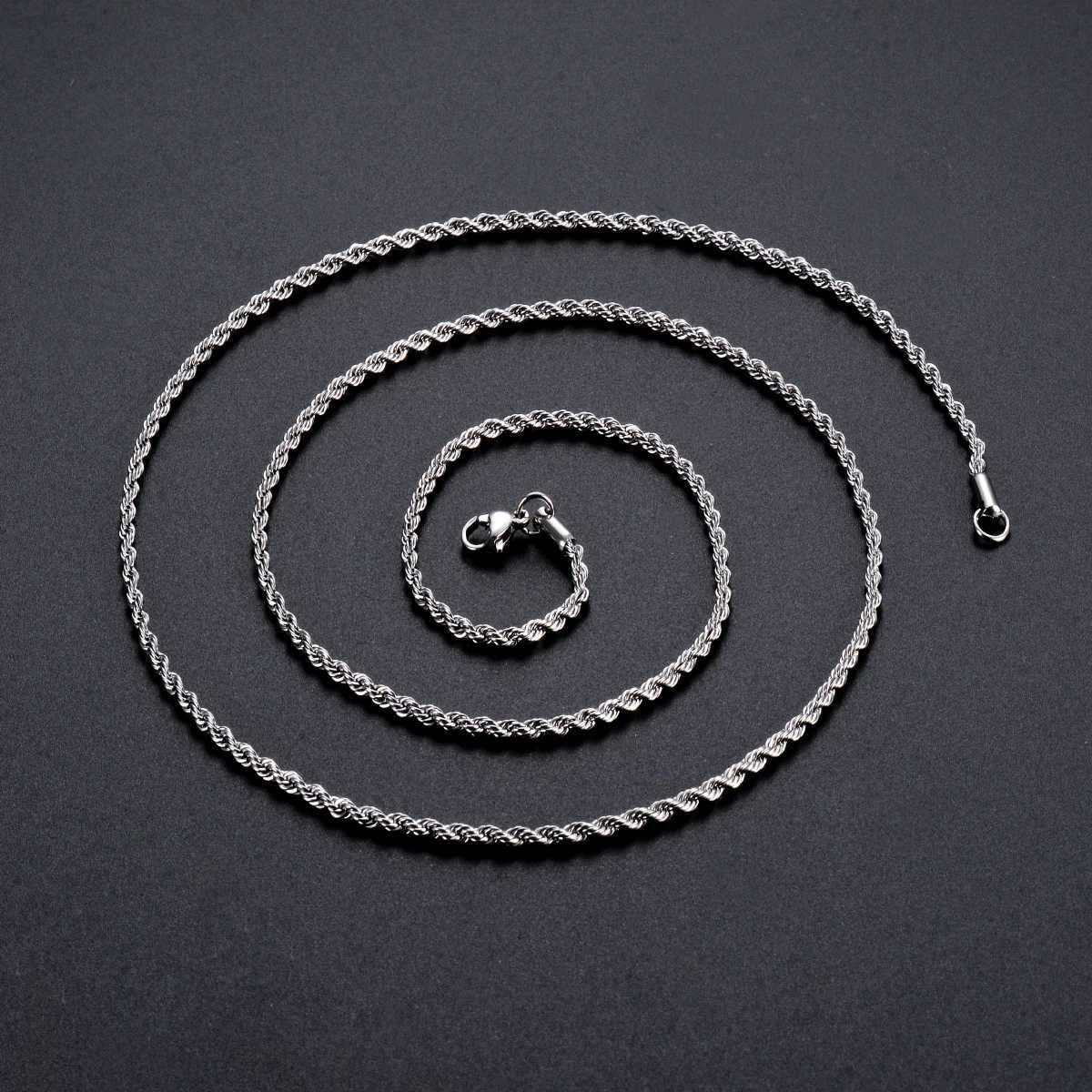1 Piece Steel Color Width 2mm/2.5mm/3mm/4mm/5mm/6mm Rope Chain Necklace/Bracelet for Men Women Stainless Steel Chain Necklace XJ250708