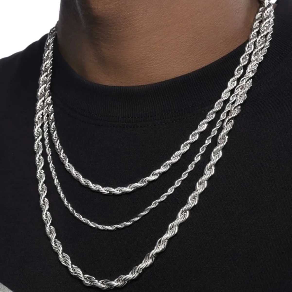 2/3/4/5/6 MM Rope Chain Necklaces For Men Women Twisted Singapore Links Choker Basic Casual Punk Rock Stainless Steel Jewelry XJ250708