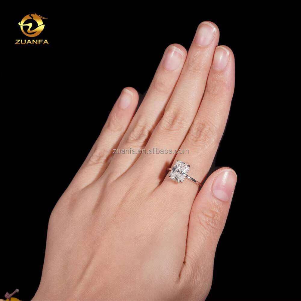 Female Elegant Style Bridal Wedding Jewelry Sier Radiant Moissanite Dia Engagement Ring Women With GRA Certificate