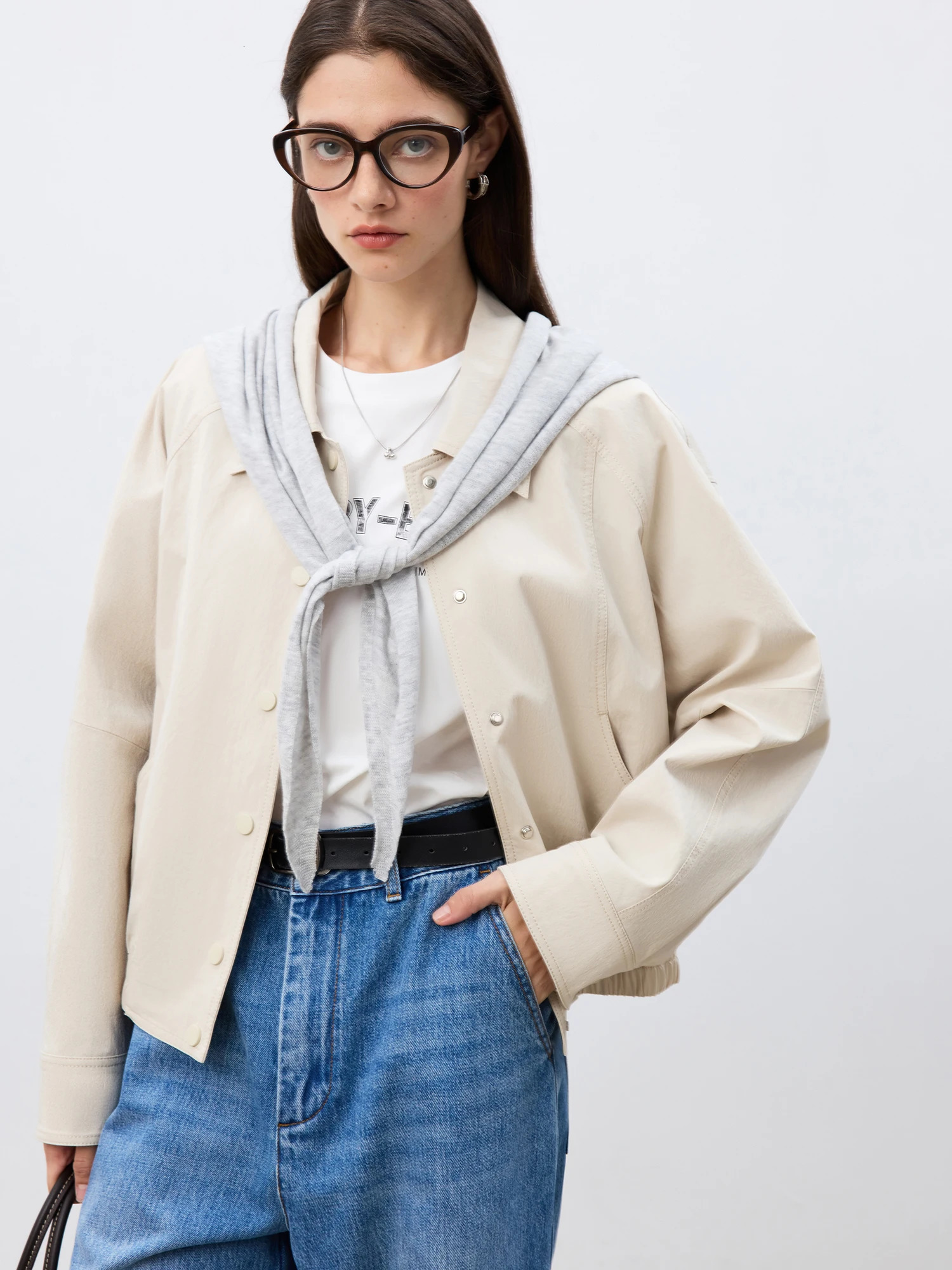 12 Petite Size Jacket Short for Women Spring Item Navy Blue Versatile Top Casual Loose 25ZQ91108 250728