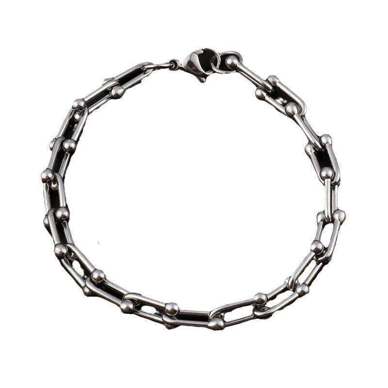 Stainless Steel Round Ball Horseshoe for Women, High-End Design, Fashionable and Simple, Non-Fading Men's Bracelet ddmypluto