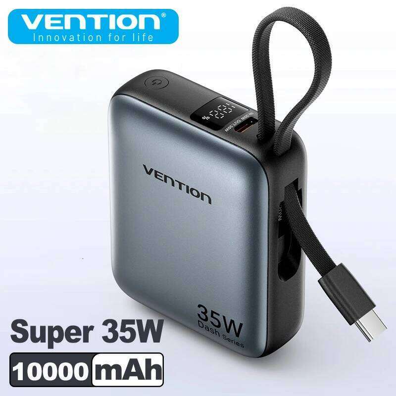 Designer Niche Fast Portable Mini Power Bank with Type-C Cable for External Battery