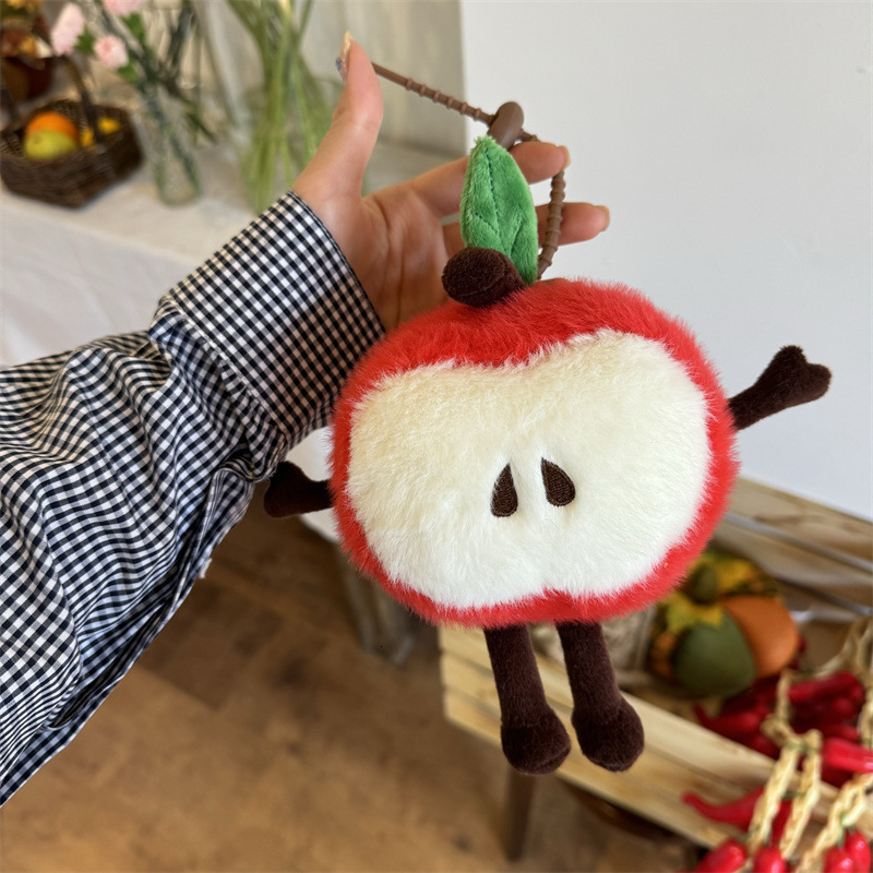 Fun Fruit Plush Toys Stress Relief Mangosteen Lychee Avocado Apple Guava Creative Keychain Plush Toys Doll Wholesale 250726