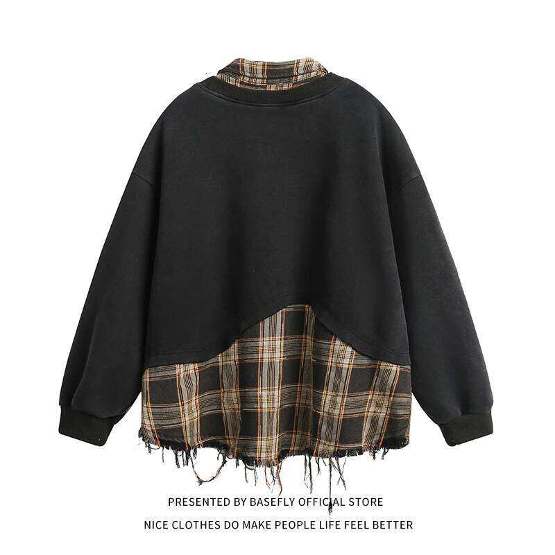 Designer Clothing 2025 Sping Autumn Plaid Letter Embroidery Patchwork Oversize Men Sweatshirt Unisex Women High Street Shirt Pullover Hip Hop Casual