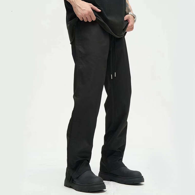 American High Street Zipper Cuff Straight Casual Pants New Functional Style Versatile Slimming Black Sports Trousers For Men Trendy B5