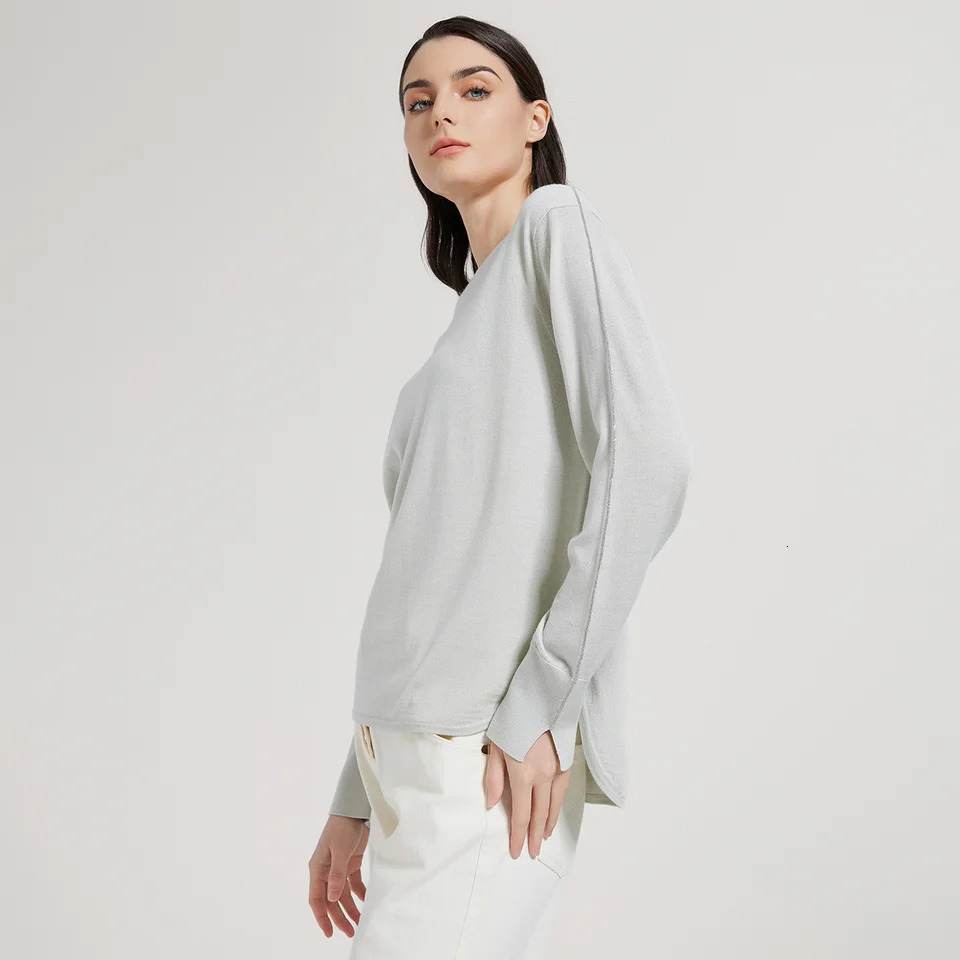 1025 High Quality y Womens Round Neck Long Sleeve Knitted Sweater Spring 30% Silk 70% Wool Sweater 250728