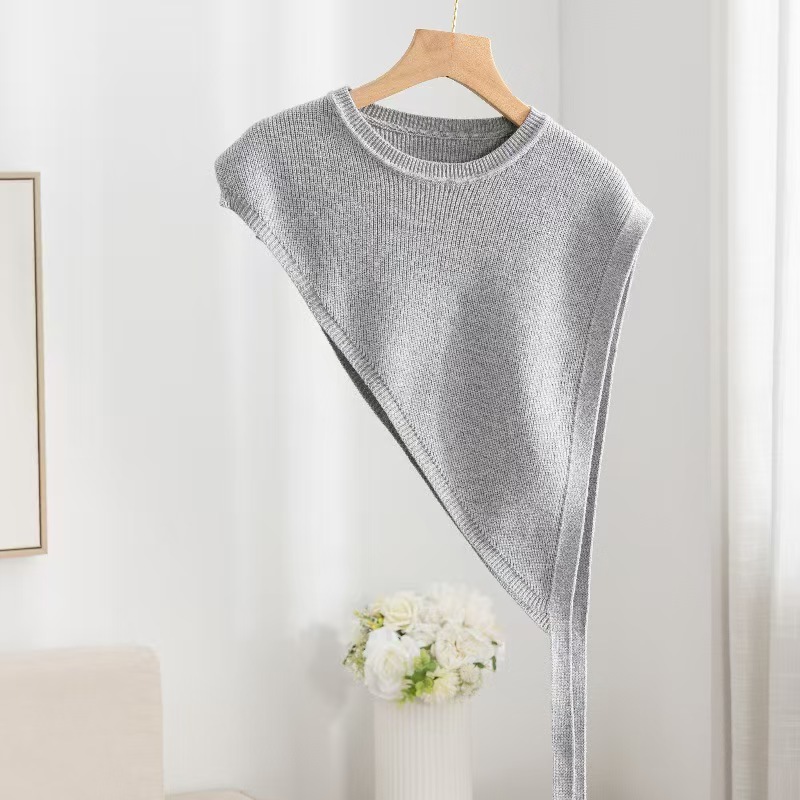 Y1331 split knitted shawl women's autumn and winter new triangle bevel vest layered wear foreign style all-match