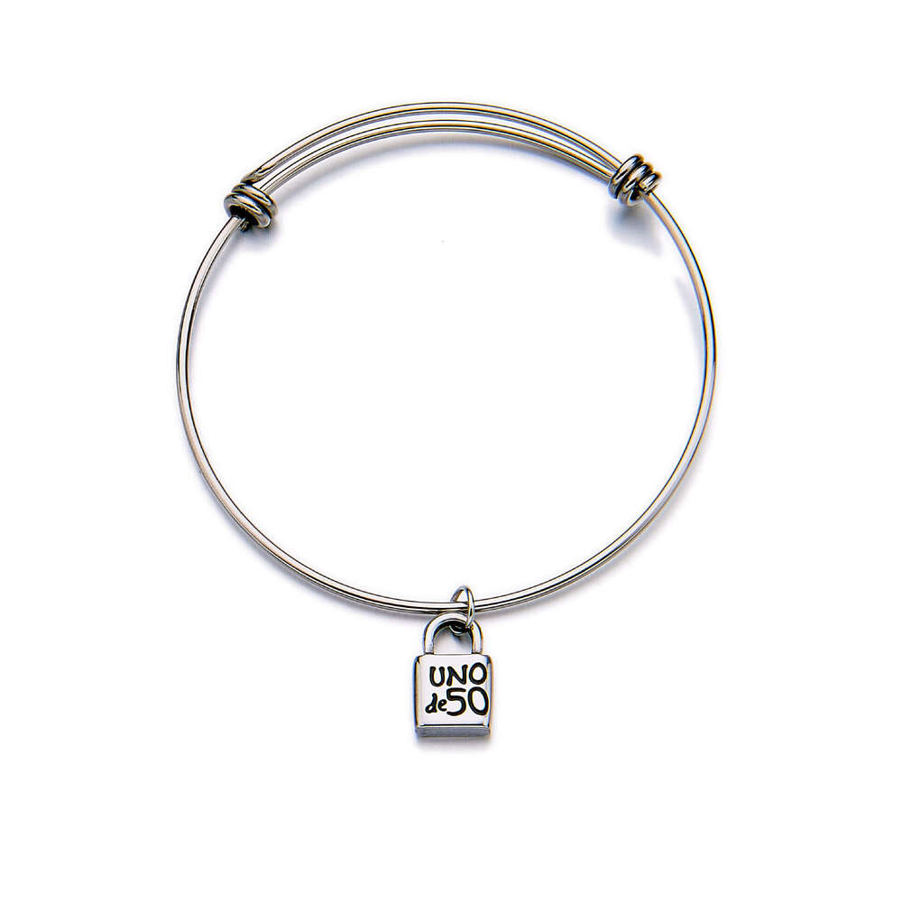 304 Stainless Steel Elastic UNO Spanish Niche Jewelry Engraved Lock Head Women's Simple Bracelet ddmypluto