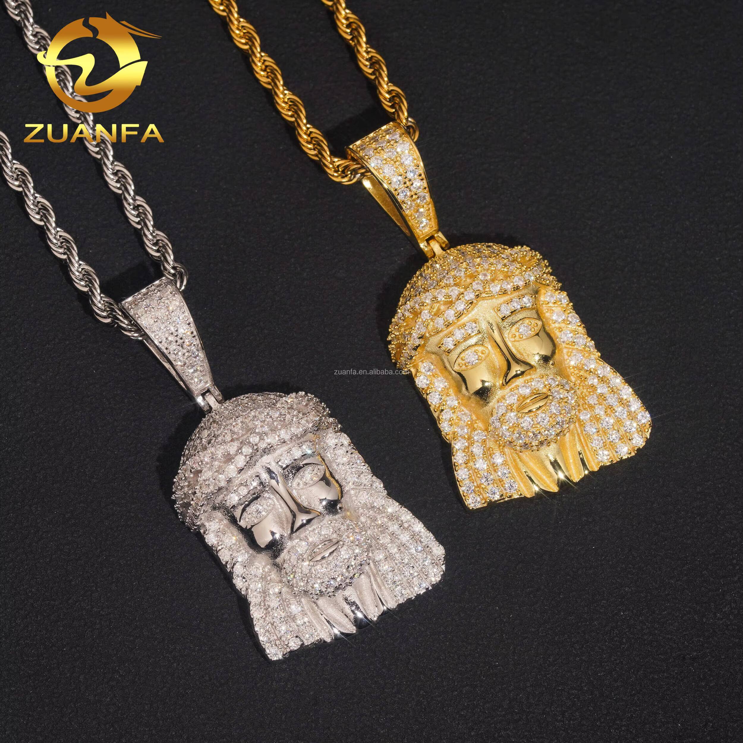 Bulk Stock Drop Shipping Hot Selling Fashion Jewelry Hip Hop Pendant 925 Sterling Silver VVS Moissanite Diamond Jesus Pendant