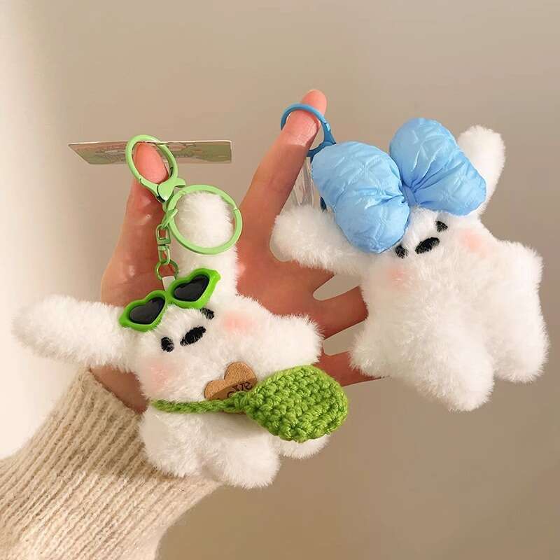 Creative Cute Blush Bunny Plush Doll Bag Pendant Keychain Accessory Couple Gift