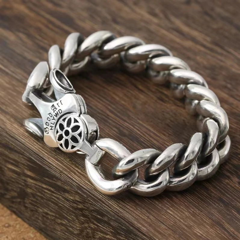 Six-character Mens Bracelet Mantra Cherry Blossom Vajra Domineering Personality Trendy Retro Lucky Jewelry 250725