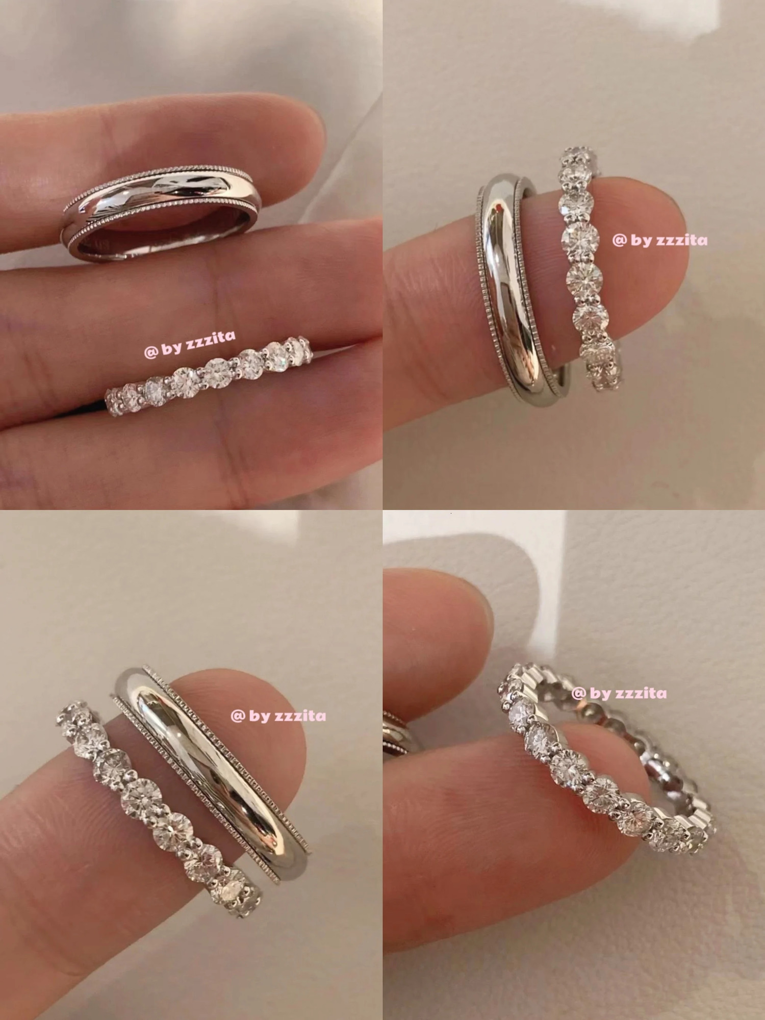 S925 Sterling Silver Simple Versatile Romantic Couple Marriage Proposal Ring Stacked Wearing Full Circle Diamond Men Diamond 250723