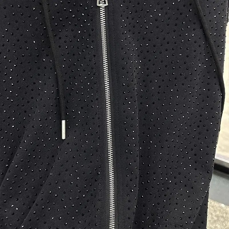 Oversized Full Star Rhinestone Diamond Hooded Coat Loose Top Agereducing Zipper Womens Hoodie 250728