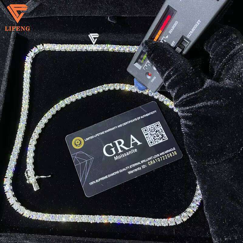 Hip Hop Customizable Sterling Sier 5mm VVS Moissanite Dia Tennis Chain Bracelet Fine Jewelry Necklace for Women