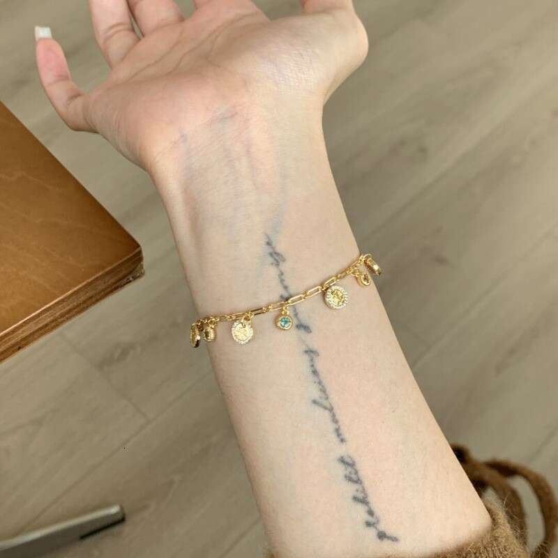 New Chinese Style Colorful Stone Peace and Joy Bracelet Necklace Dopamine Design Pullable Exquisite Jewelry Set