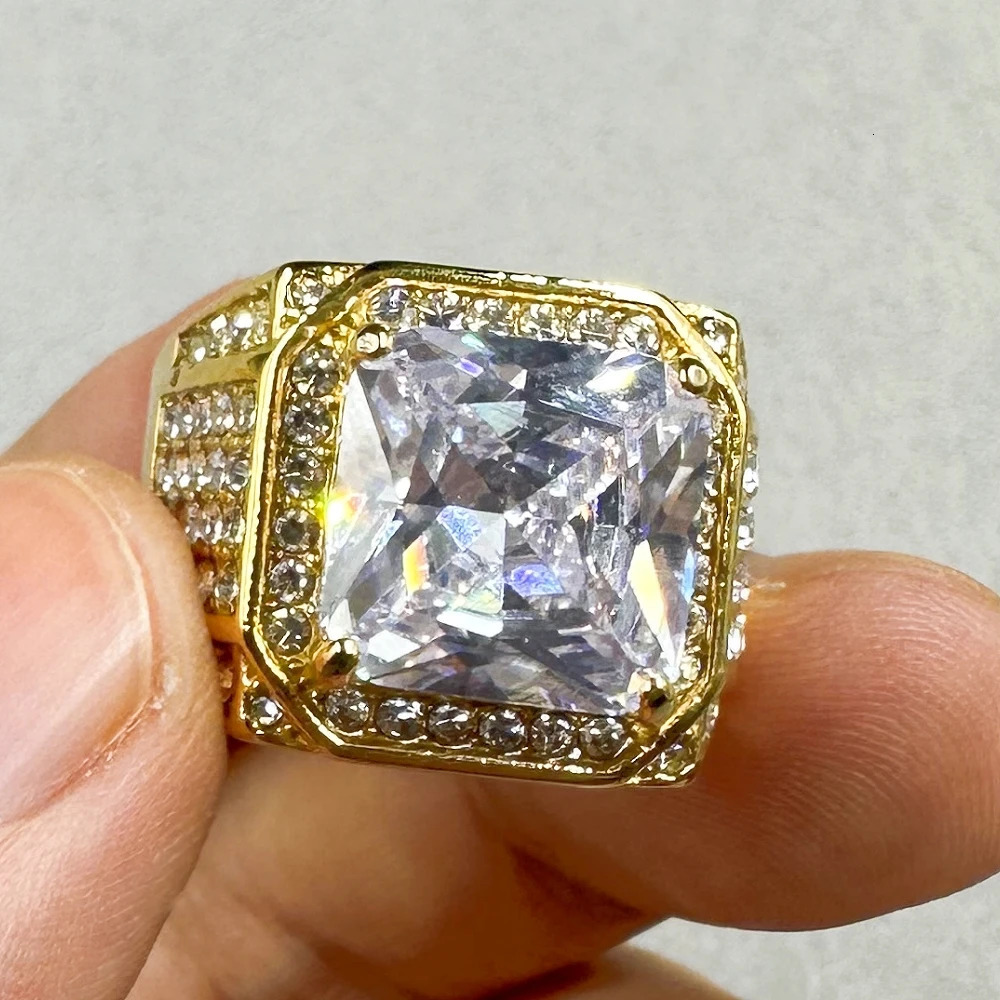 Hip hop Fashion Gold Color 316L Stainless Steel Rings For men Women Sqare zircon Femme Rings Anillos Mujer Jewelry Gifts 250723