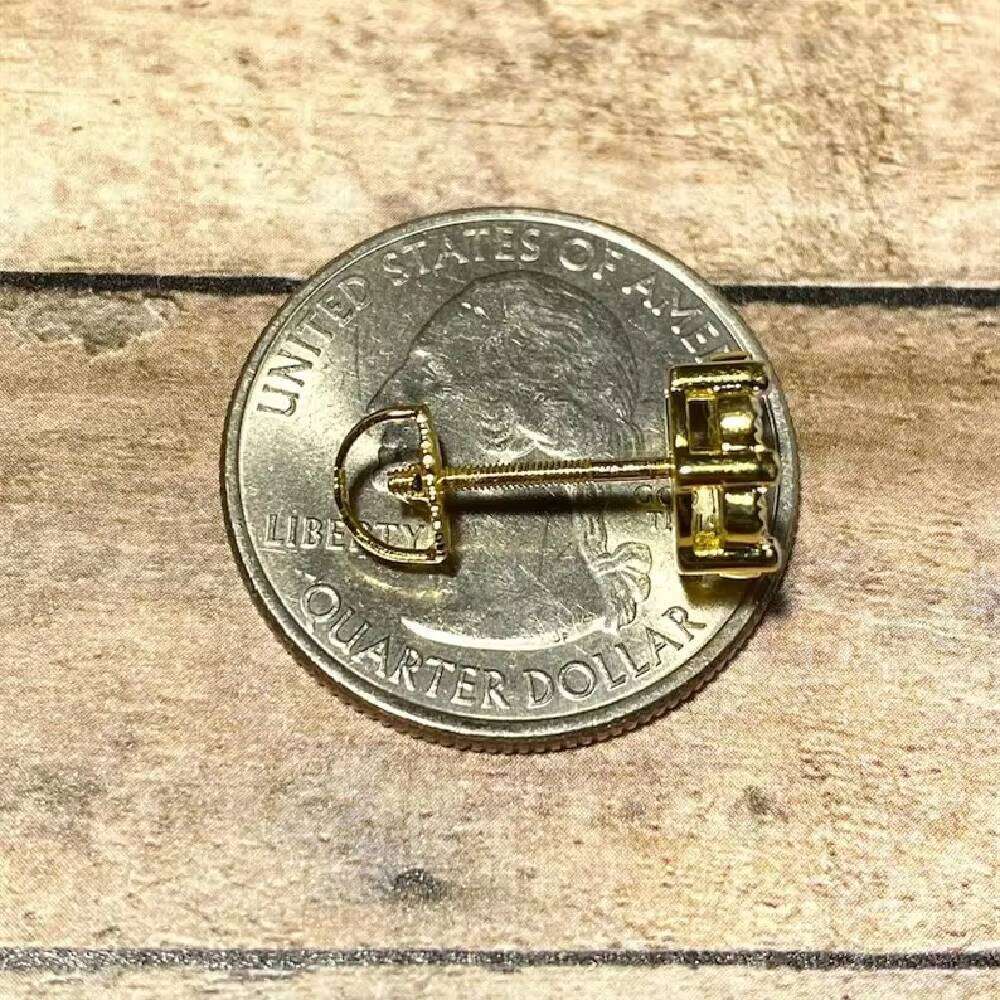 Hip-Hop Men's Ice-Cold 14k Gold-Plated Flower Spiral Back Cluster Tourmaline Earrings