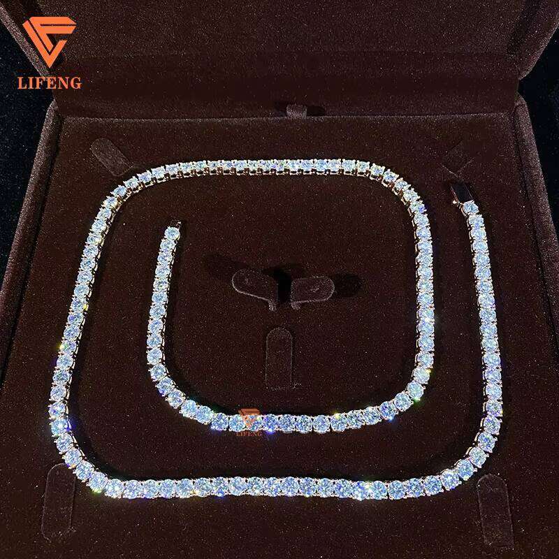 5mm High Quality D Color Sier Hip Hop Single Row Tennis Chain Moissanite Stone Dia Necklace for Men
