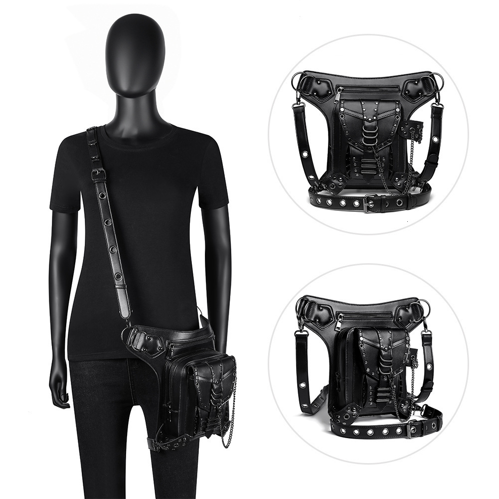 Chain for Women Steampunk Rivet Motorcycle Single Shoulder Crossbody Women's Travel Waist Bag ddmymoon