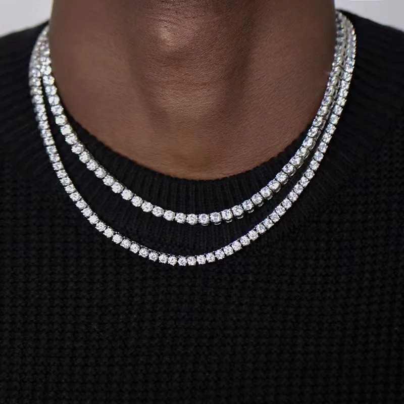Hip Hop Acrylic Crystal Tennis Chain Necklace For Men Rock Choker Necklace For Women Fashion Party Jewelry Gift 250722