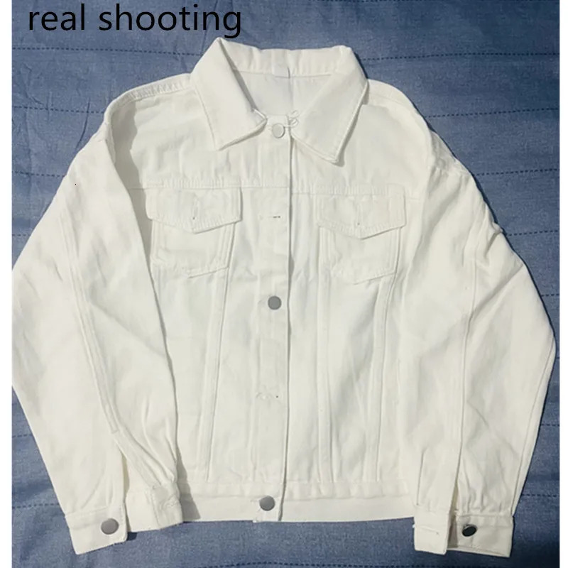 Solid Short Womens Denim Coat Spring Autumn Female Loose Jeans Jacket Purple Student Casual Outwear White Pink Yellow Red Black 250728