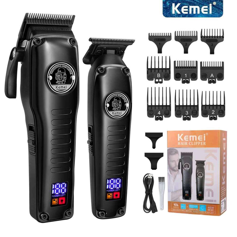 KEMEI Professional Set Hair Cutting hine Cordless Barber Clipper LED Display Beard Trimmer Men