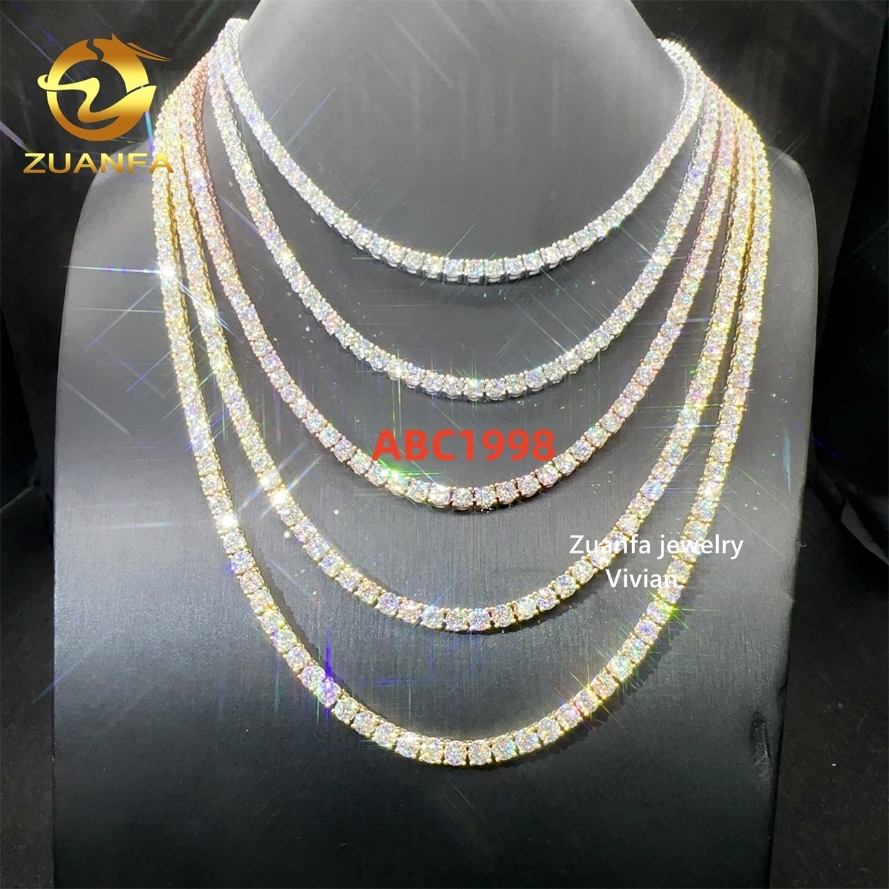 5mm Fine Jewelry 925 Sterling Silver Full Size Tennis Bracelet Necklace VVS Moissanite Diamond Tennis Chain